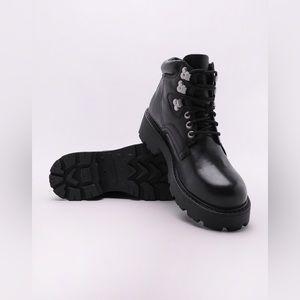 Vagabond Black Leather Combat Boots
